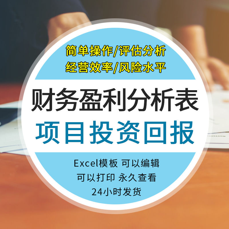 公司企业财务盈利能力分析表项目投资回报评估分析表格Excel模板