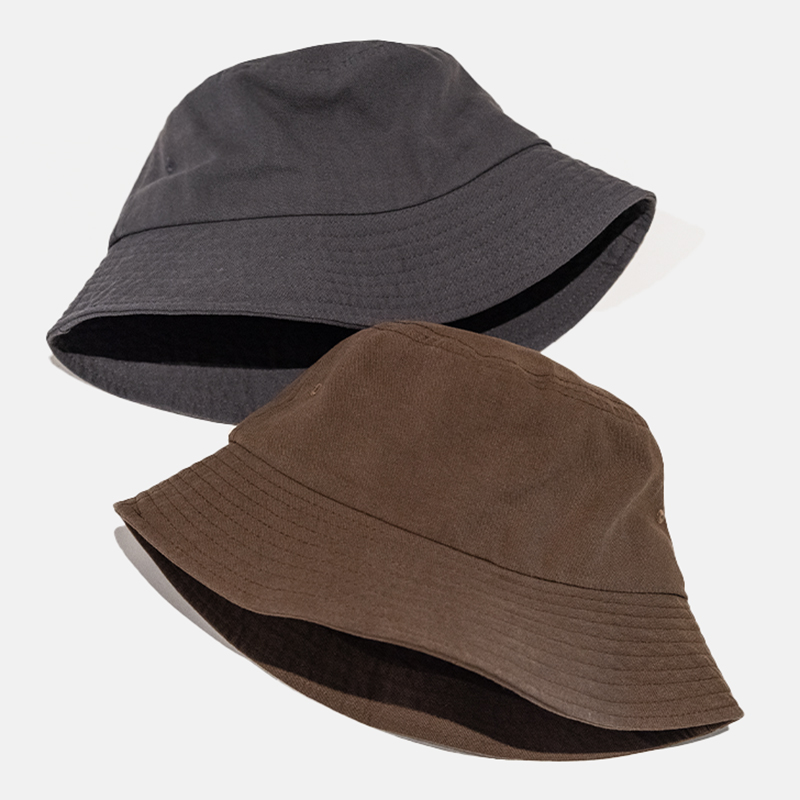 肌理棉帆布渔夫帽子男女通用日系盆帽盆帽柔软舒适纯棉水桶帽春秋