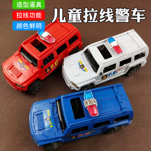 创意男孩大号拉线玩具车军事车儿童小汽车子塑料警车悍马车模型EF