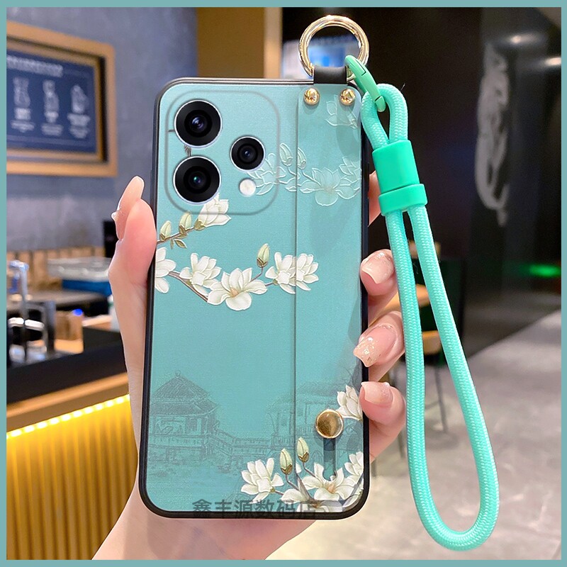 适用oppoReno15C手机壳Reno14pro保护壳Reno15c腕带支架Reno14软硅胶中国风PKZl10浮雕个性支架软壳腕带时尚c