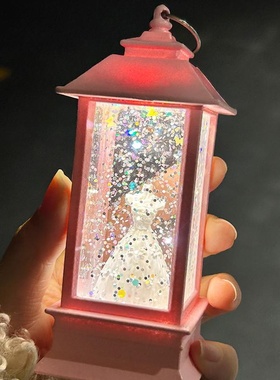 流沙小夜灯白色婚纱电话亭发光氛围灯复古摆件创意七夕情人节礼物