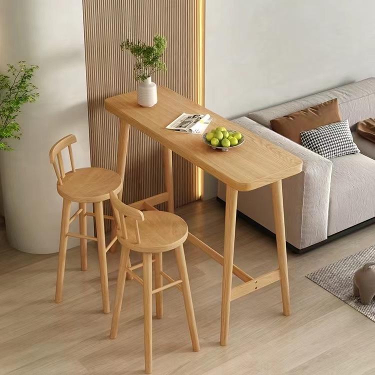 实木吧台桌家用简约现代小户型靠墙长条桌酒吧台高脚桌奶茶店桌椅