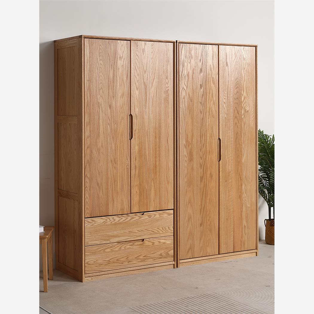 天坛家具红橡木衣柜全实木衣柜北欧卧室滑动门家庭双门储物柜衣柜