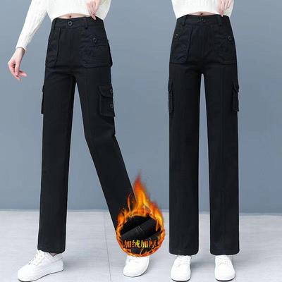 工装裤女黑色直筒裤显瘦休闲裤