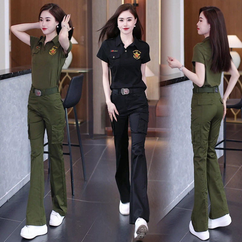 迷彩服女短袖时尚套装夏季新款