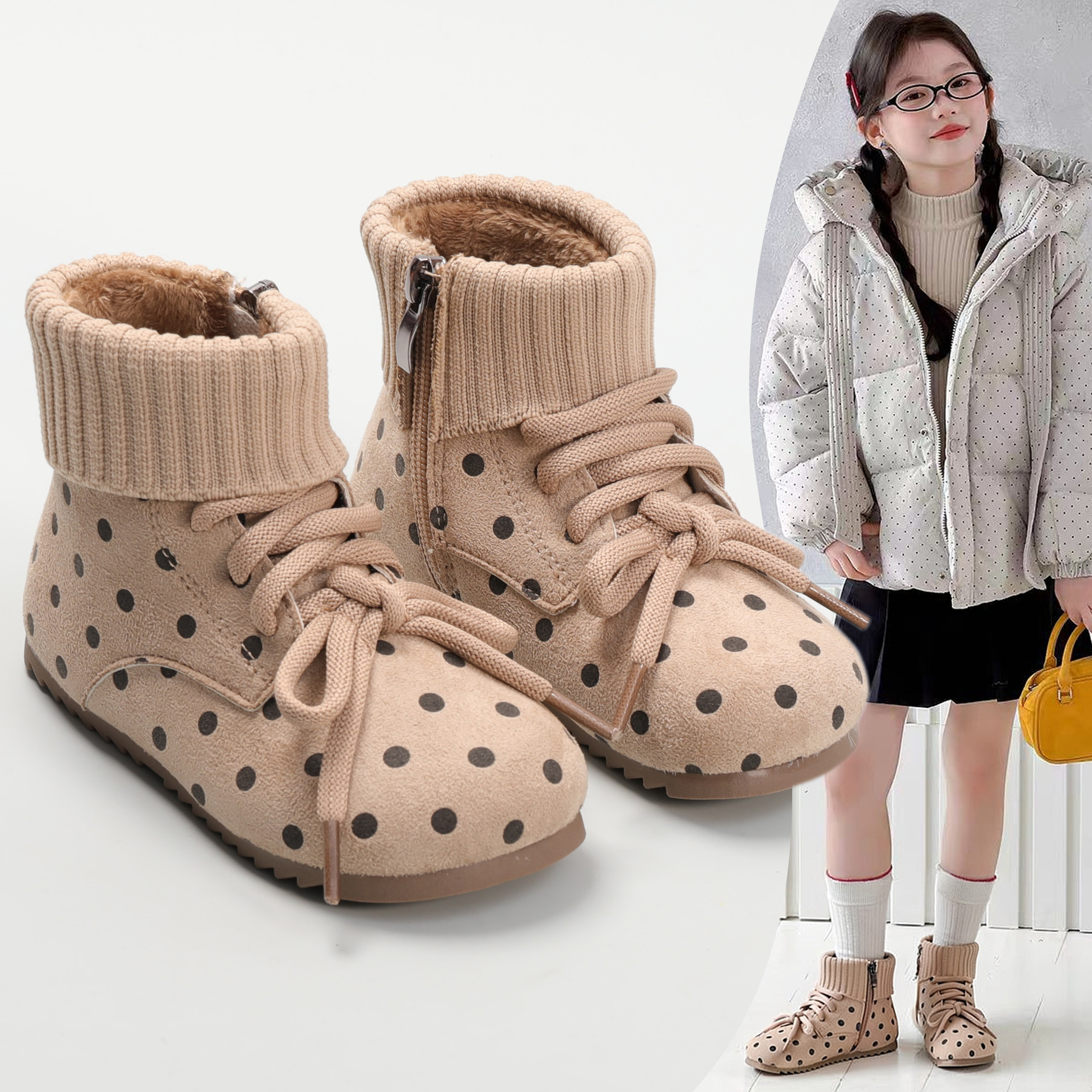 女童棉靴2025冬季新款儿童加绒波点蝴蝶结靴子保暖软底宝宝雪地靴,童鞋/婴儿鞋/亲子鞋,棉靴,淘宝优惠券,粉丝福利购,淘宝优惠卷