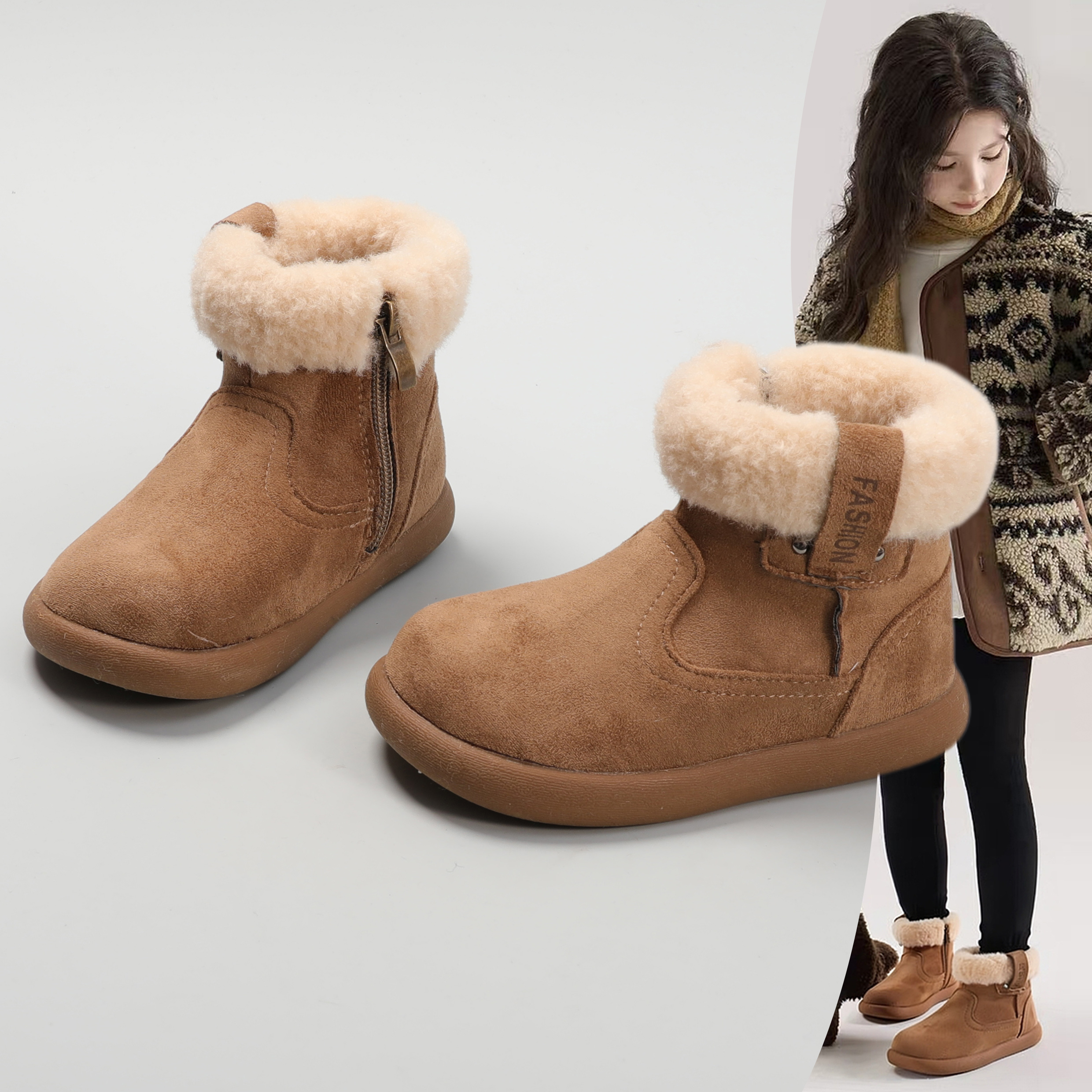 女童韩版时尚加绒棉靴