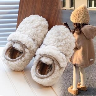 儿童棉鞋2025冬季新款加绒男女童宝宝毛毛鞋软底鞋呆萌可爱豆豆鞋