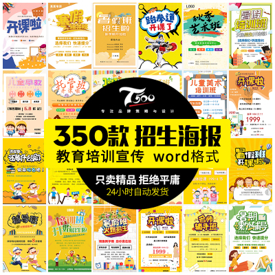 美术英语辅导班托管寒暑假招生广告活动海报word模板设计WPS素材