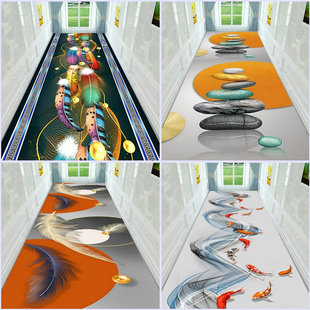 轻奢高级3D走廊过道地毯几何客厅床边毯长条家用楼梯楼道防滑地垫