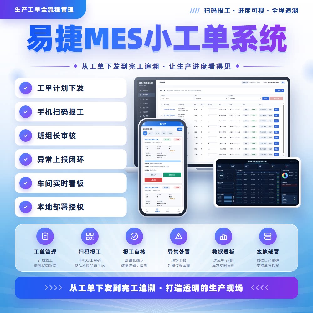 mes生产管理系统小工单系统erp生产管理看板工厂车间生产计划排产