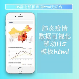 新冠肺炎疫情可视化数据H5前端模板页html源码统计表echarts