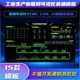 工业数据可视化平台物联网设备车间数字大屏设计模版前端html素材