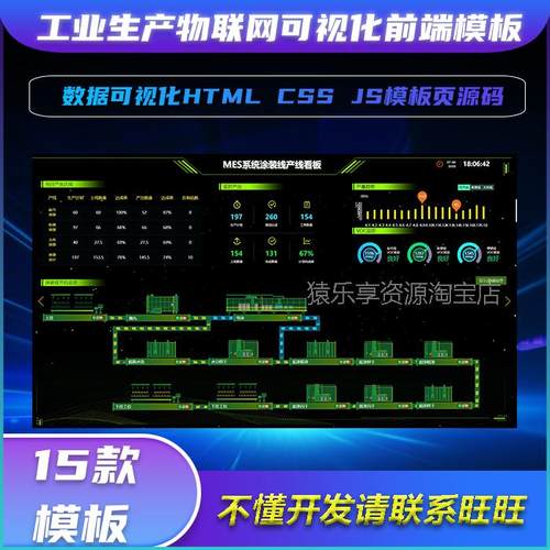 工业数据可视化平台物联网设备车间数字大屏设计模版前端html素材