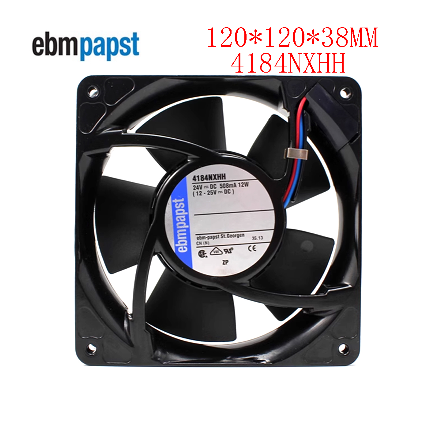 TYP 4184NXHH风扇 24V 12W全新德国12038耐高温金属散热风扇12cm