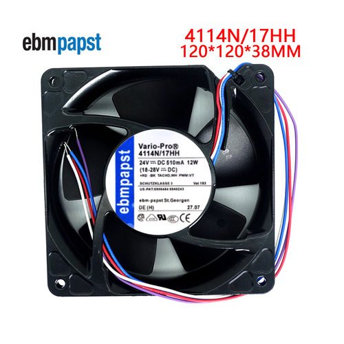 全新德国铝外壳风机 24V 12W 12CM 4114N/17HH 大风量 散热风扇