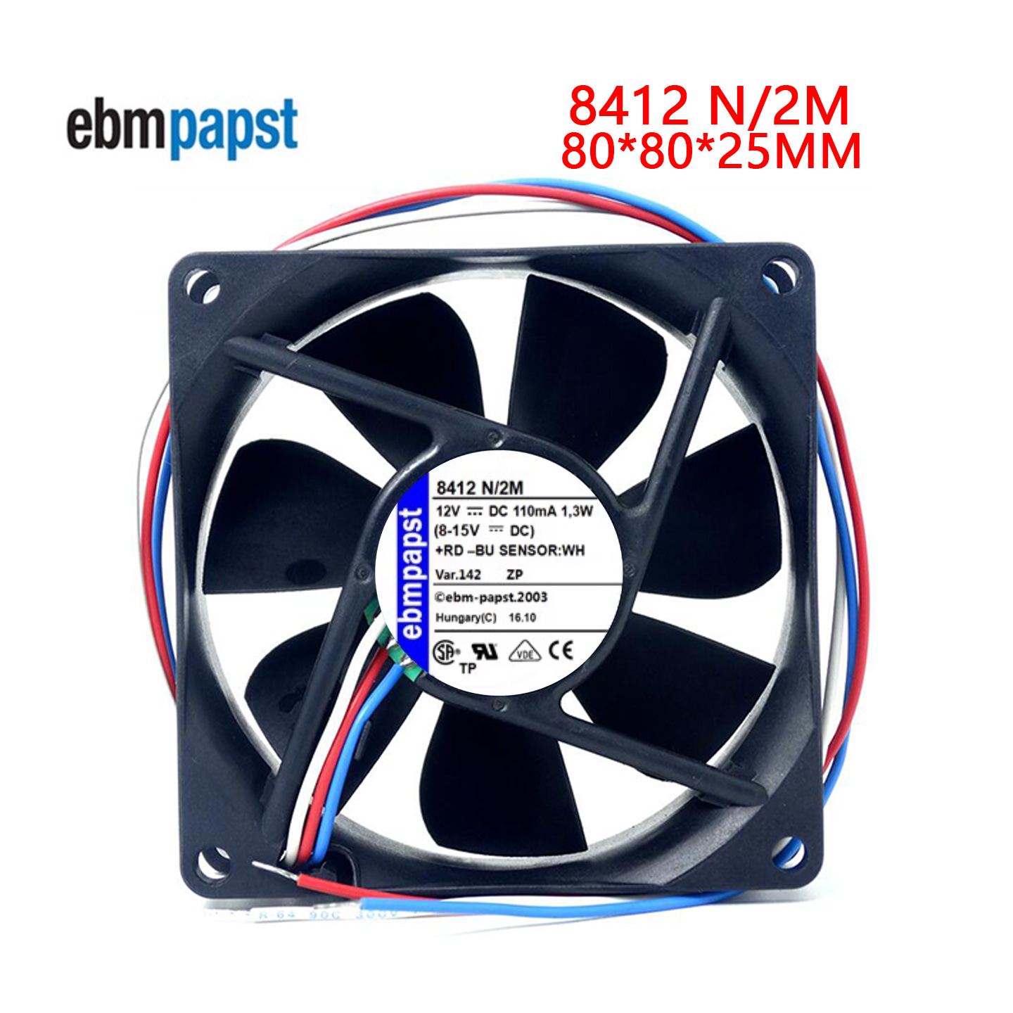 直流风机 德国 8412N/2M 8CM 8025 12V 1.3W 8CM/厘米超静音风扇
