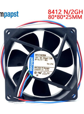全新德国 TYP 8412n/2gh风扇8CM 8025 12V 2.8W 8CM滚珠散热风扇