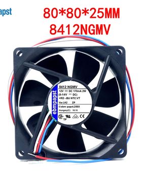 全新原装德国进口 8412NGMV 8CM 8025 12V 2W 直流滚珠散热风扇