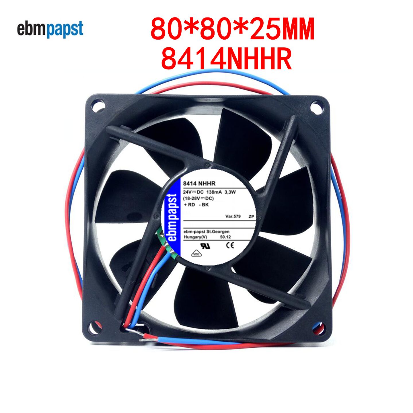 全新德国风机 8414NHHR风扇 8025 24V 138mA 3.3W 8cm散热风扇
