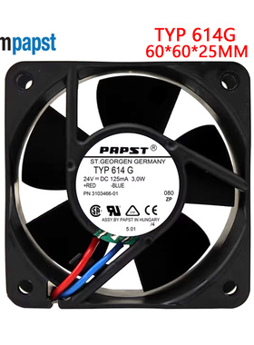 全新正品直流风机 散热风扇 TYP 614G DC24V 125mA 2.5W 6025
