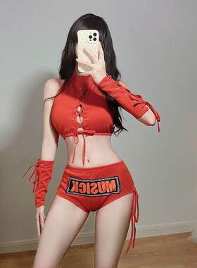 DS演出服夜店gogo服装dj女酒吧领舞服爵士舞B组女团性感红色套装