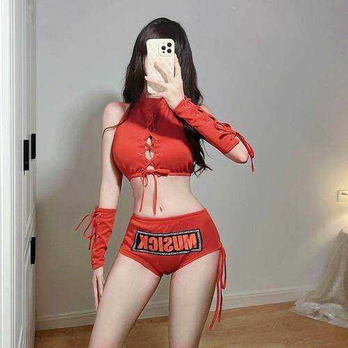 DS演出服夜店gogo服装dj女酒吧领舞服爵士舞B组女团性感红色套装