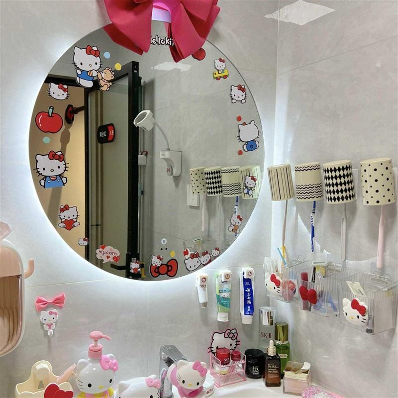 hellokitty镜子贴纸装饰可爱卡通家用卫生间遮丑少女心KT猫贴纸女