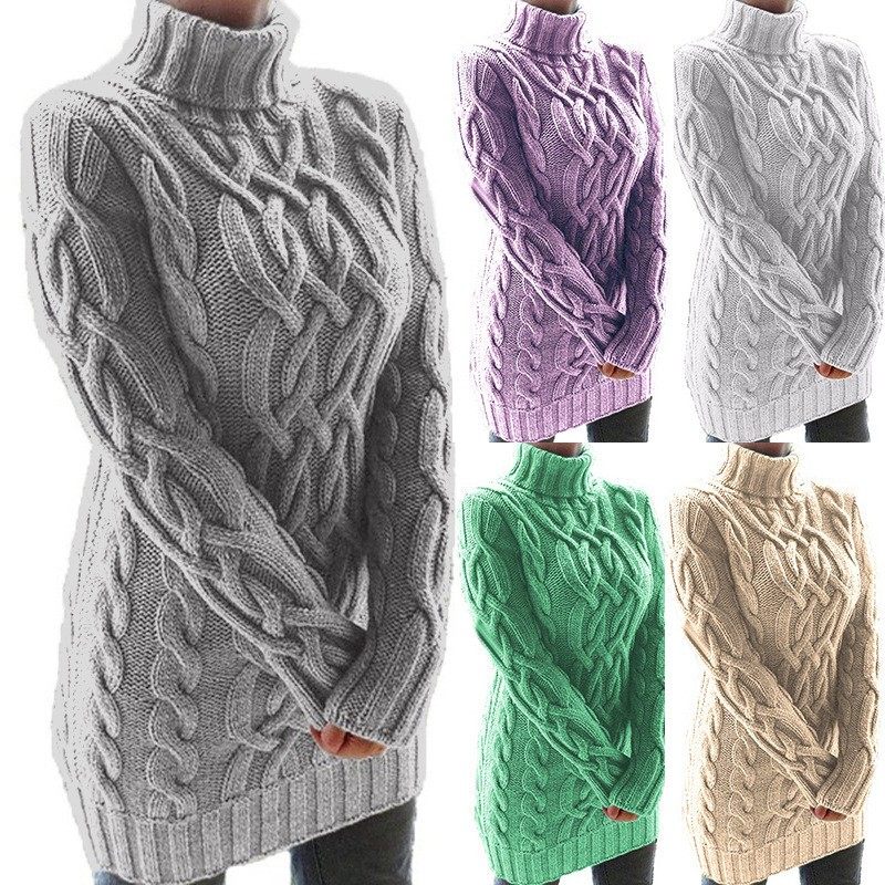 秋冬新款欧美跨境毛衣女款针织衫加厚翻领长袖复古粗线连衣裙女装,个性定制/设计服务/DIY,连衣裙加工定制,淘宝优惠券,粉丝福利购,淘宝优惠卷