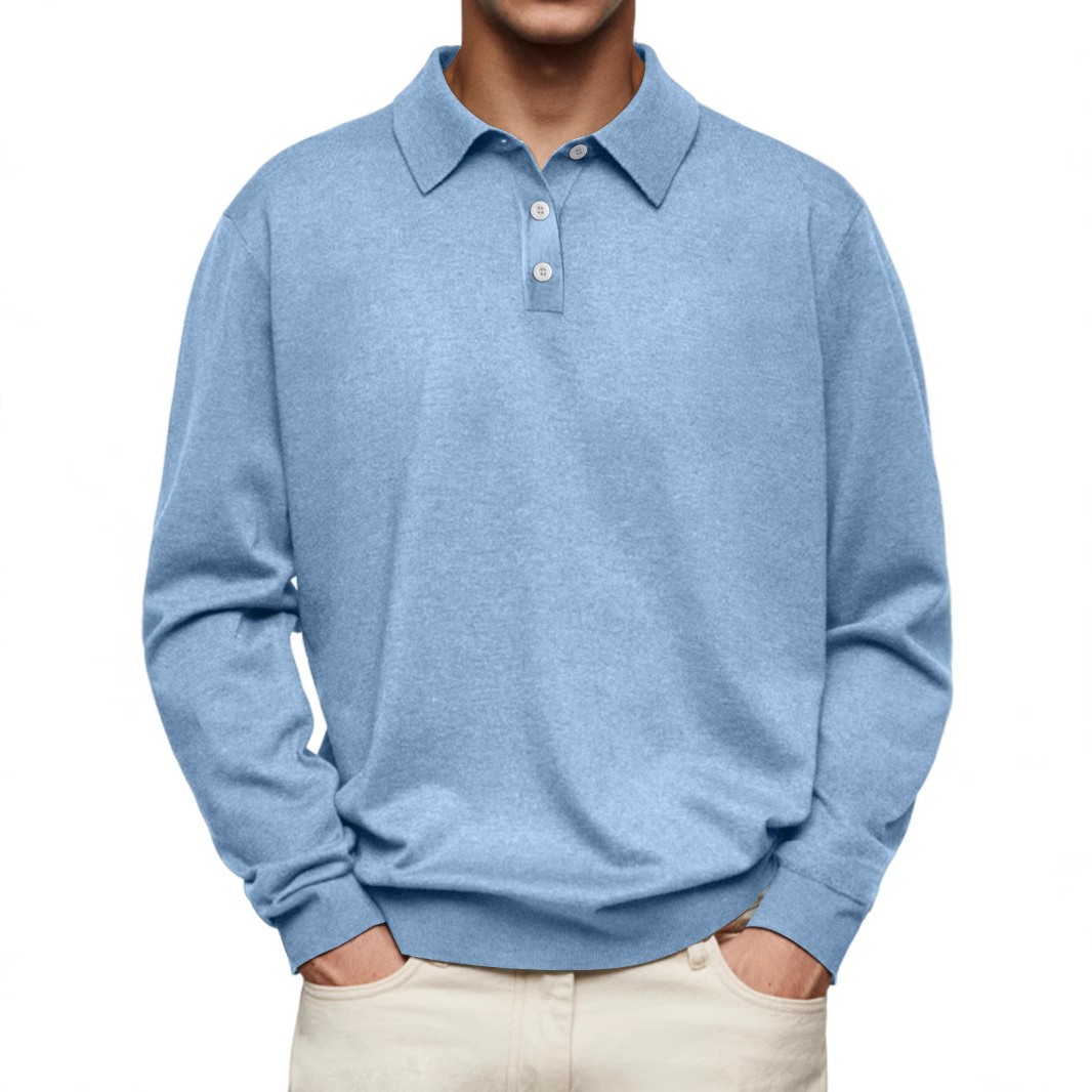 独立站亚马逊爆款秋冬 季德绒长袖领纽扣男士休闲上衣衫