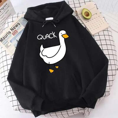 跨境速卖通QUACK可爱卡通鹅卫衣春秋男女长袖外套连帽衫hoodie