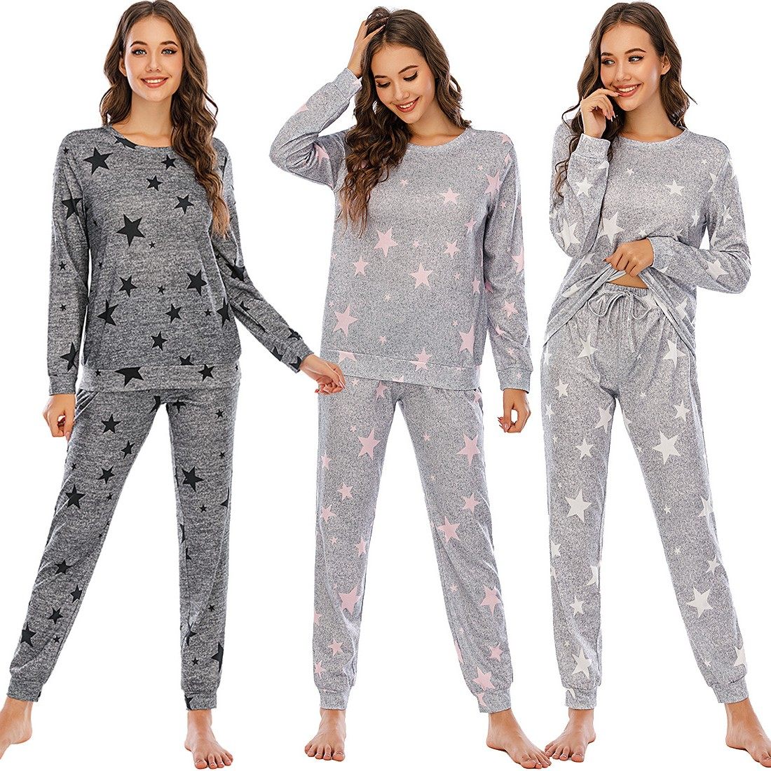 圣诞款春秋冬新款家居服欧美女式长袖长裤星星印花睡衣套装批,个性定制/设计服务/DIY,连衣裙加工定制,淘宝优惠券,粉丝福利购,淘宝优惠卷