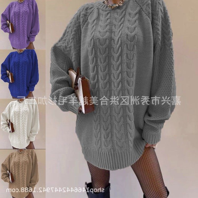 欧美跨境外贸秋冬女装针织衫毛衣圆领宽松麻花插肩袖长袖毛衫群女,个性定制/设计服务/DIY,连衣裙加工定制,淘宝优惠券,粉丝福利购,淘宝优惠卷