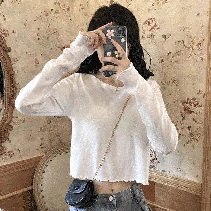 棉质白色恤女长袖新款春秋内搭打底小衫短款露脐高腰上衣代,个性定制/设计服务/DIY,连衣裙加工定制,淘宝优惠券,粉丝福利购,淘宝优惠卷