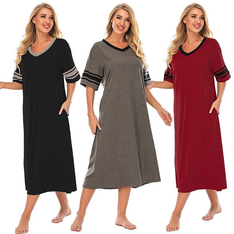 跨境亚马逊夏季新款家居服欧美女装宽松舒适短袖睡裙睡衣,个性定制/设计服务/DIY,连衣裙加工定制,淘宝优惠券,粉丝福利购,淘宝优惠卷