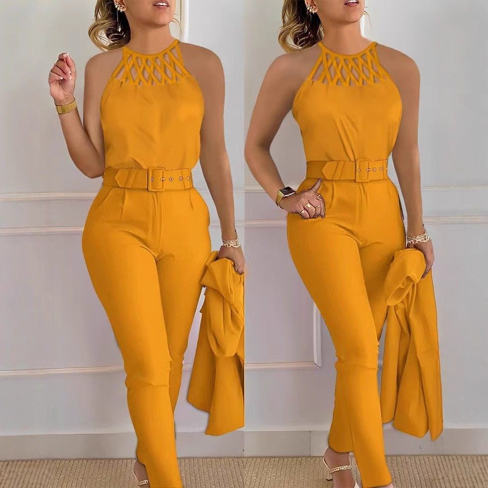 亚马逊速卖通春夏欧美新款时尚上衣纯色裤子套装两件套配腰带,个性定制/设计服务/DIY,连衣裙加工定制,淘宝优惠券,粉丝福利购,淘宝优惠卷