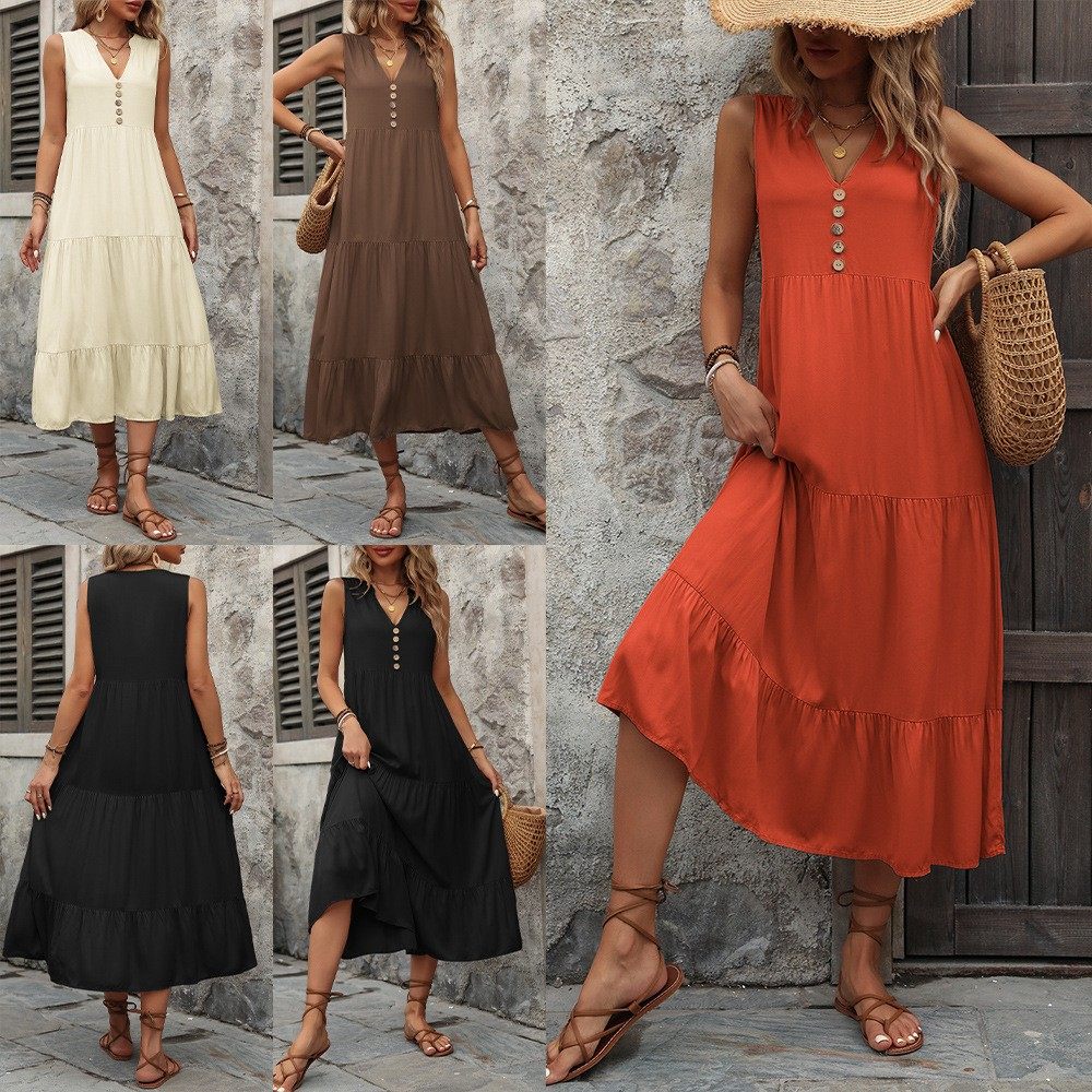 亚马逊独立站跨境外贸夏季爆品欧美背心裙无袖宽松休闲纯色连衣裙,个性定制/设计服务/DIY,连衣裙加工定制,淘宝优惠券,粉丝福利购,淘宝优惠卷
