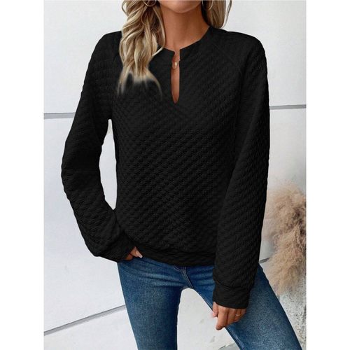 秋冬季新款女式纯色深领拼接长袖女式休闲卫衣