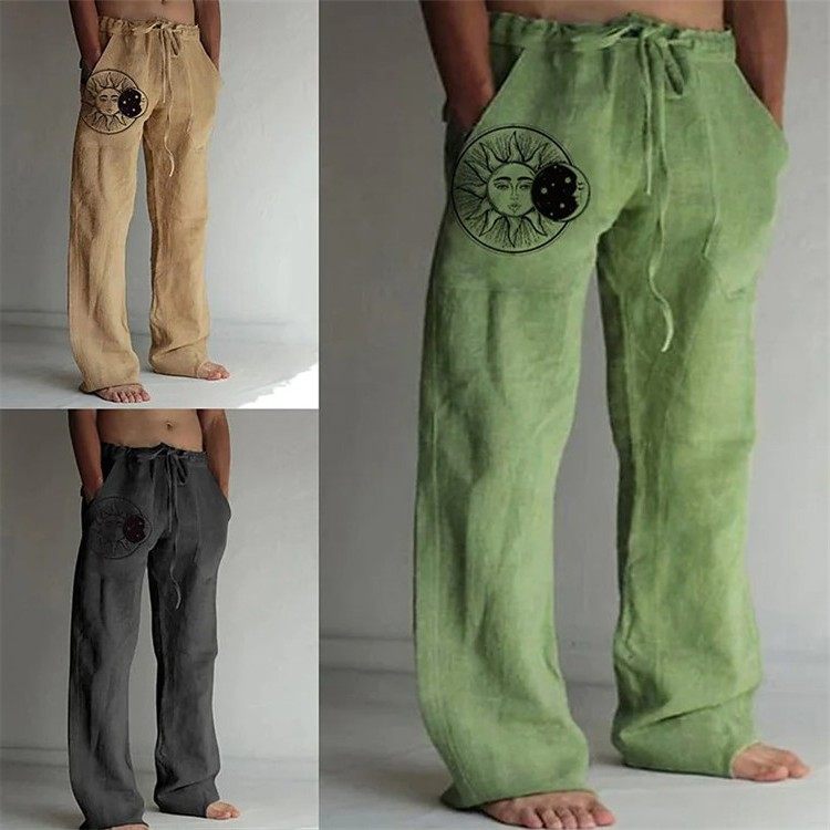 男装独立站新款青年印花棉麻贴袋宽松休闲抽绳长裤,个性定制/设计服务/DIY,连衣裙加工定制,淘宝优惠券,粉丝福利购,淘宝优惠卷