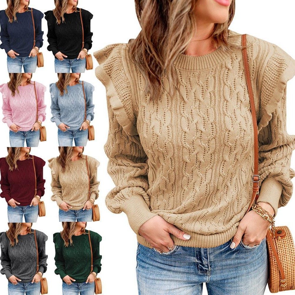 跨境亚马逊女装秋款新款推荐加厚纯色欧美宽松女慵懒毛衣女款,个性定制/设计服务/DIY,连衣裙加工定制,淘宝优惠券,粉丝福利购,淘宝优惠卷