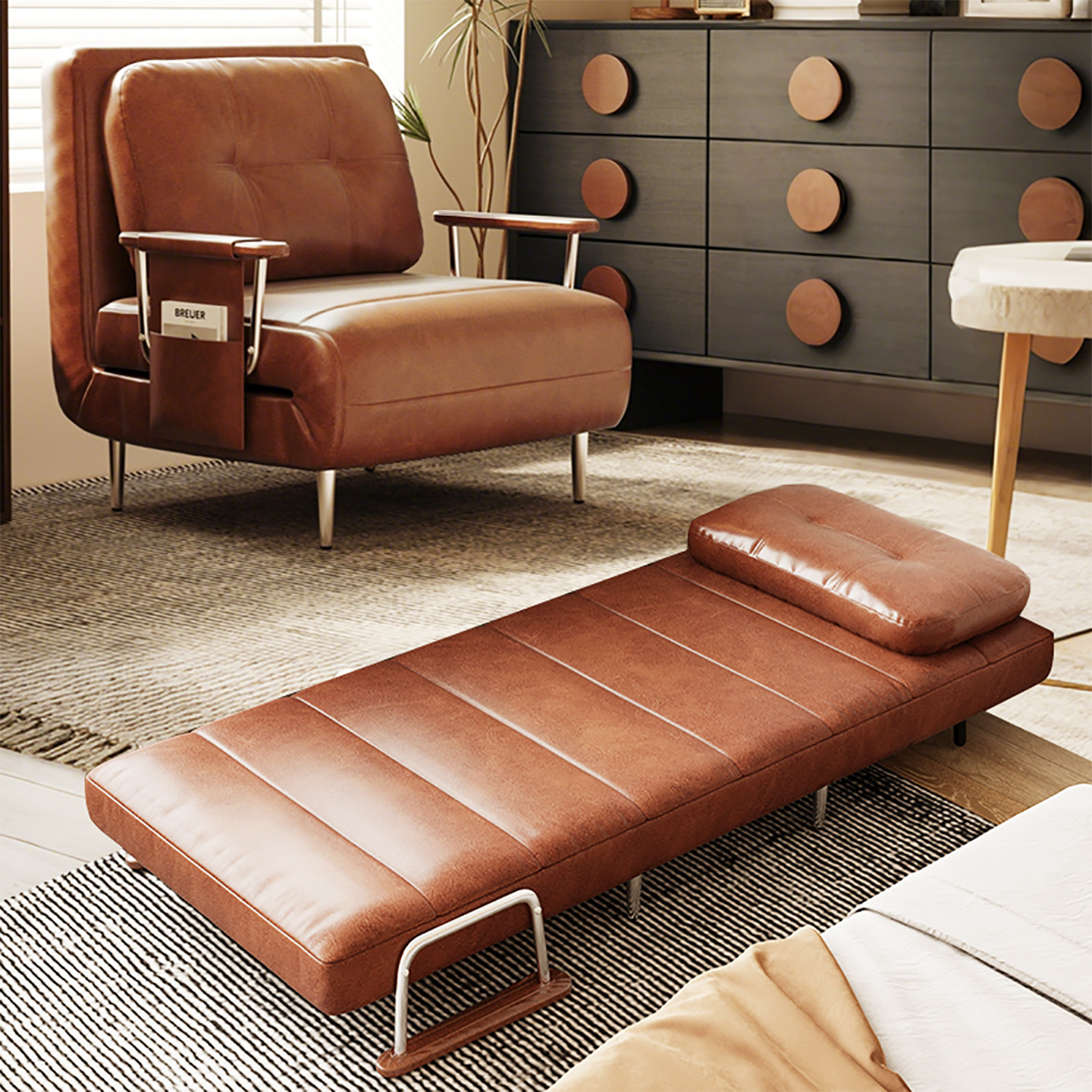 神憩折叠床单人两用多功能家用卧室客厅阳台2026新款油蜡皮沙发床