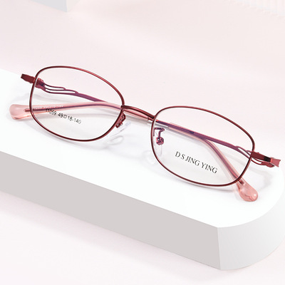 女士休闲合金花纹镜腿近视眼镜