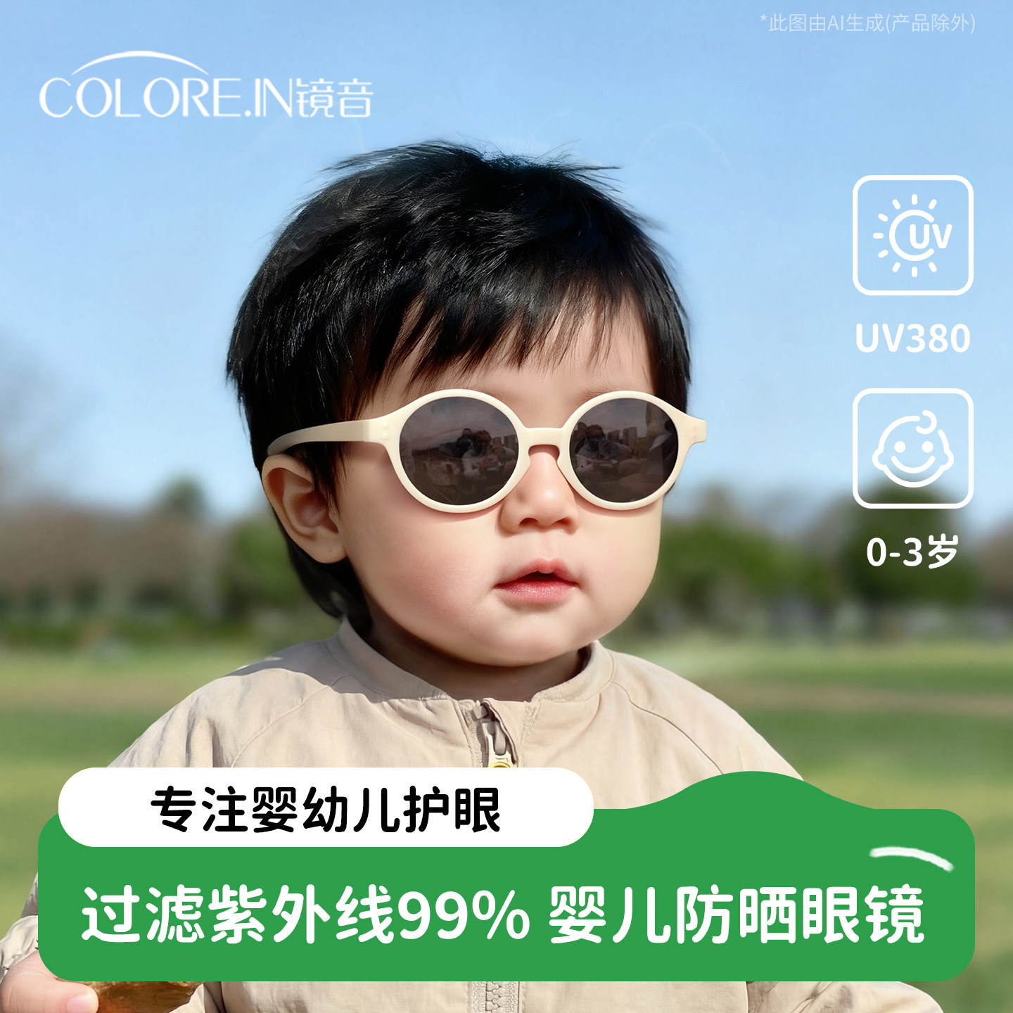 婴儿墨镜小月龄不伤眼睛幼儿男女童偏光防紫外线宝宝儿童太阳眼镜