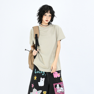 纯色速干凉感冰皮短袖 T恤男女boxy正肩显瘦上衣潮 高街美式 OV原创