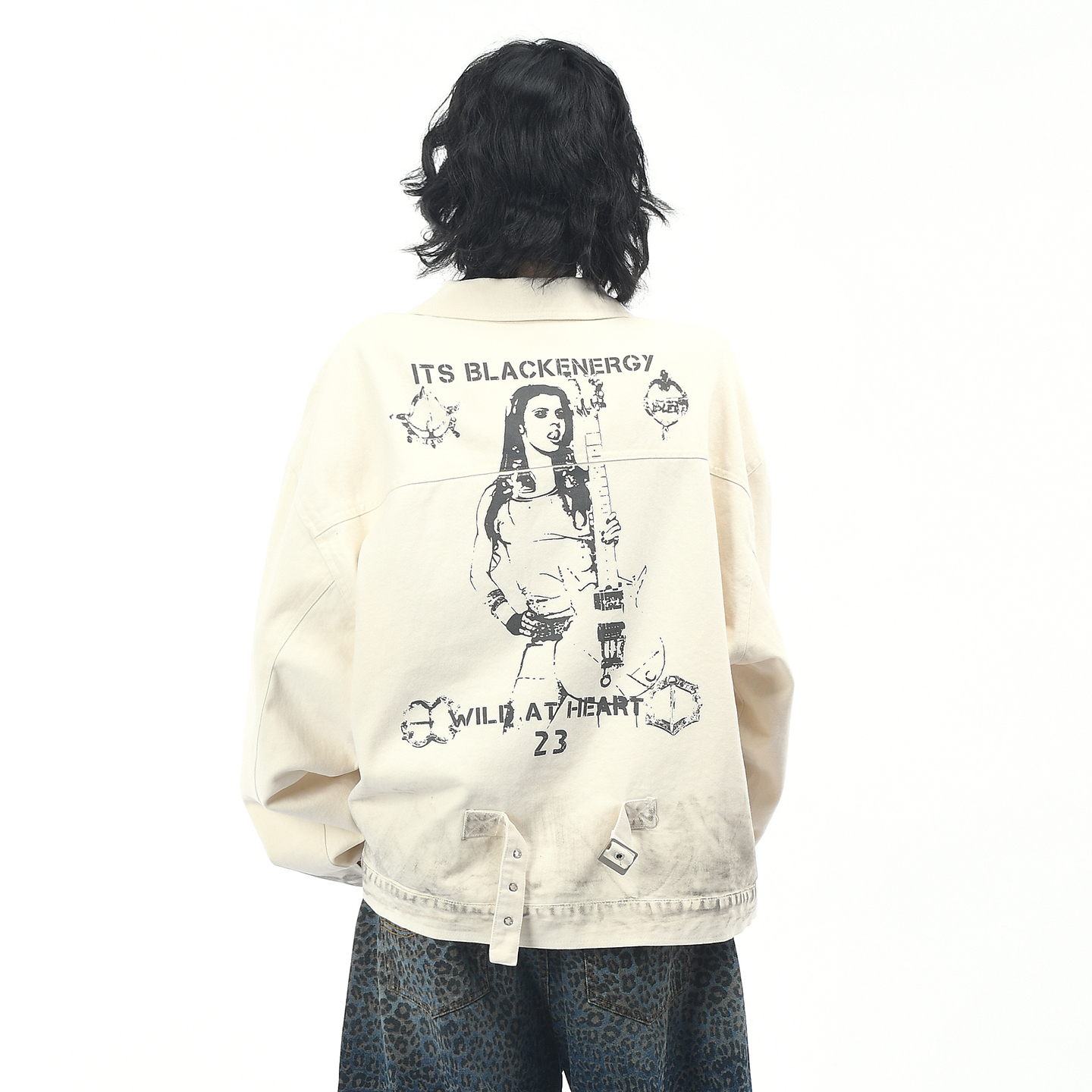 美式复古人物做旧脏染工装外套潮