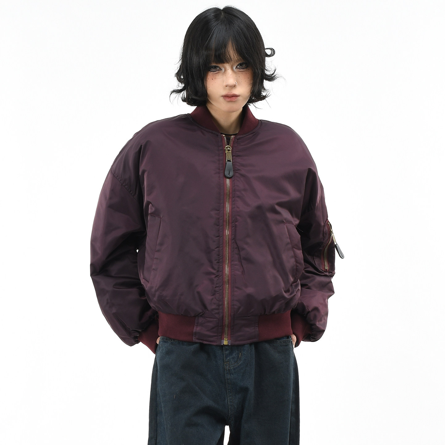 OV原创美式飞行员夹棉棒球服外套女冬季短款宽松保暖情侣棉衣棉服