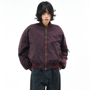 OV原创美式飞行员夹棉棒球服外套女冬季短款宽松保暖情侣棉衣棉服