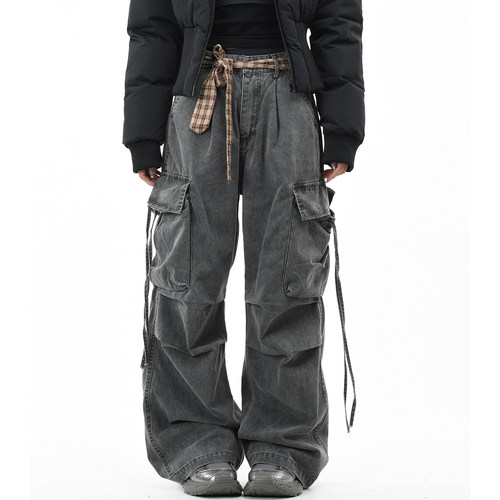 原创美式复古格子腰带设计工装裤