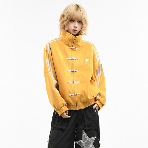 原创潮牌新中式运动立领盘扣夹克