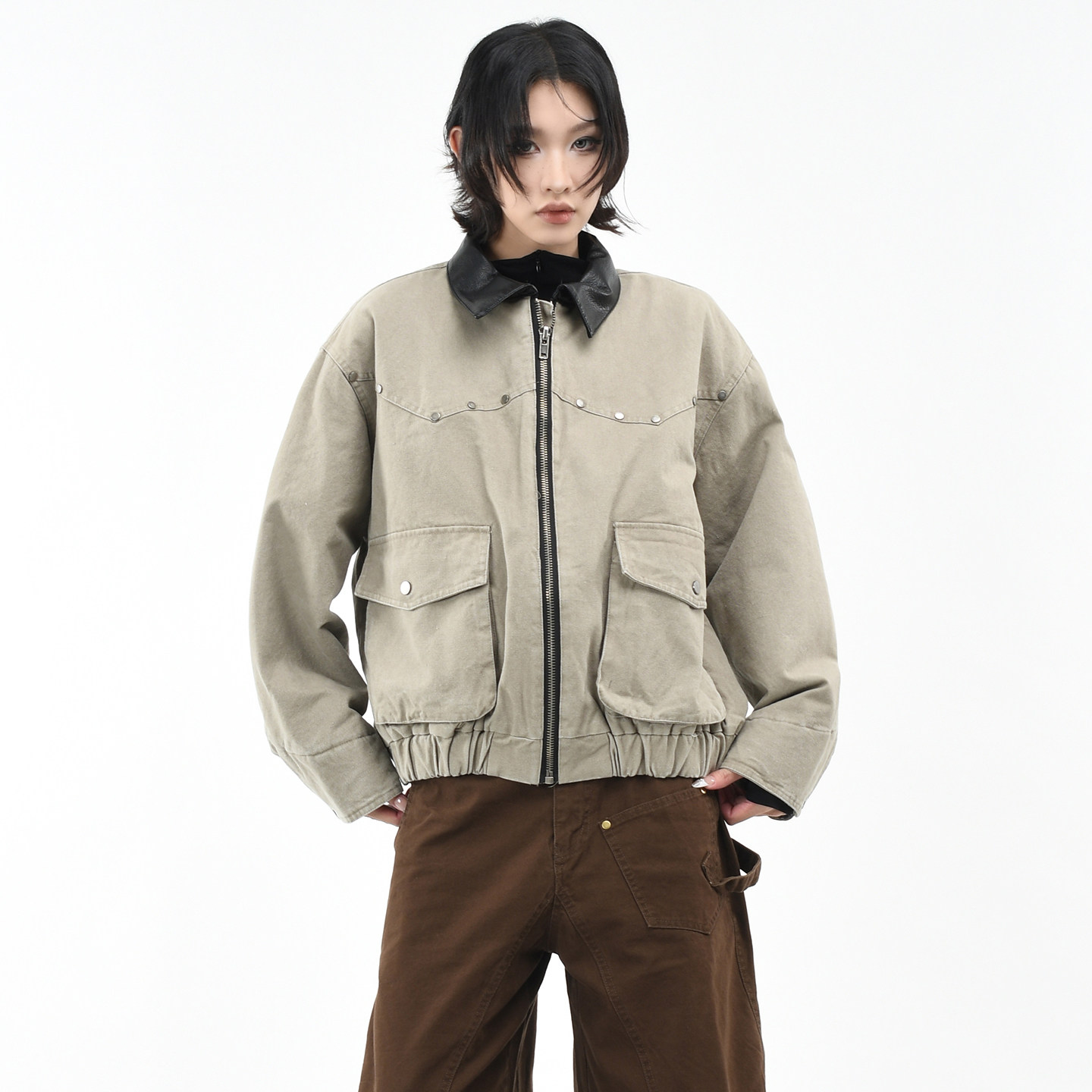 OV原创美式复古水洗铆钉设计工装棉服男女冬季宽松痞帅棉衣外套潮,女装/女士精品,棉衣/棉服,淘宝优惠券,粉丝福利购,淘宝优惠卷